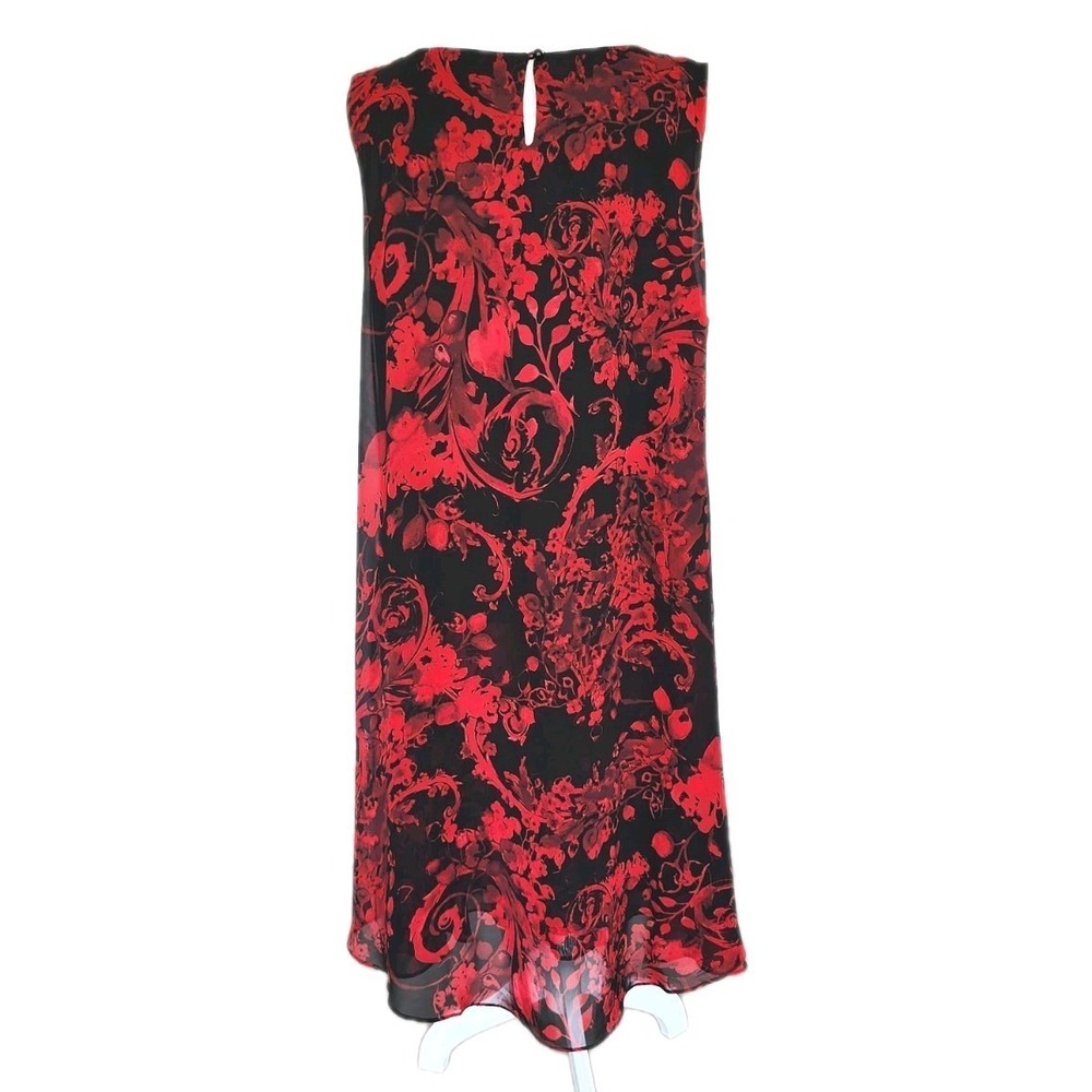Connected Apparel Sheath Dress Womens 20W‎ Tiered Red Black Floral Career Casual - Picture 2 of 9
